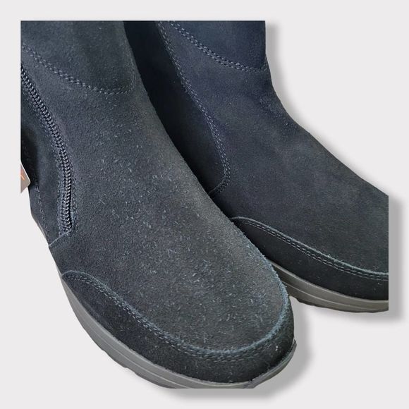 Land's End Black Suede & Fleece Zip Ankle Boots Womens Size 6B - Picture 5 of 9